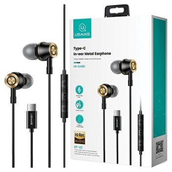 USAMS Słuchawki stereo EP-43 metalUSB-C czarny/black HSEP4301