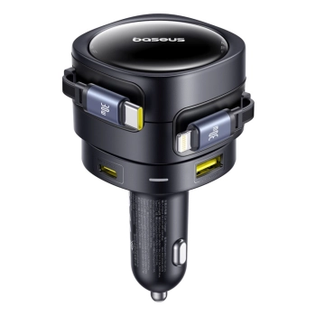 Ładowarka samochodowa Baseus Enjoyment Max 90W 2x USB-C + kabel USB-C i Lightning - czarna