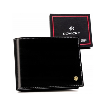Skórzany portfel męski z systemem RFID - Rovicky