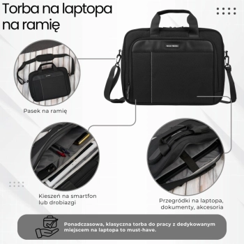 Torba na laptopa materiałowa unisex lekka do ręki na ramię