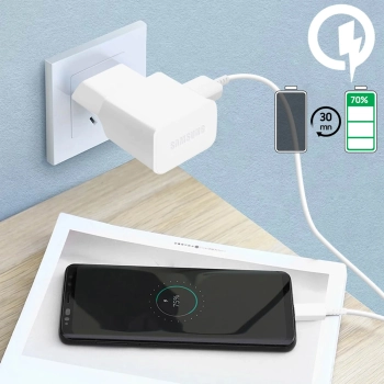 Ładowarka sieciowa Samsung EP-TA200EWE USB-A 15W z kablem EP-DR140AWE USB-A - USB-C (OOB Bulk - opakowanie zastępcze) - biała