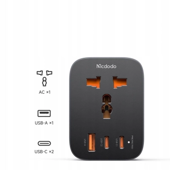 MCDODO PRZEJŚCIÓWKA ŁADOWARKA ADAPTER PODRÓŻNY WTYCZKA EU 3 X USB-C USB-A