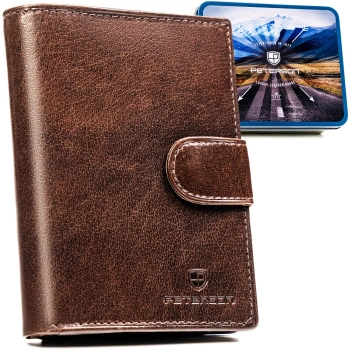 Portfel klasyczny męski ze skóry naturalnej na prezent elegancki z RFID