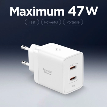 SPIGEN ESSENTIAL EE472EU 2-PORT NETWORK CHARGER 47W WHITE