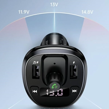 USAMS Zestaw głośnomówiący C21z transmiterem FM, Bluetooth 5.0, MP3, 2xUSB 3,4A czarny/black CC115GC01 (US-CC115)
