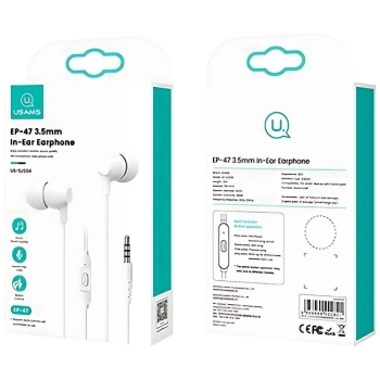 USAMS Słuchawki stereo EP-47 3.5mmbiały/white 1,2m HSEP4702 (US-SJ594)