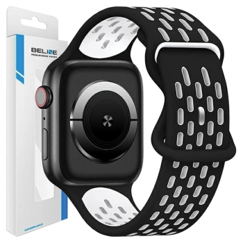 Beline pasek Apple Watch New SportSilicone 42/44/45/49mm czarno-biały black/white box