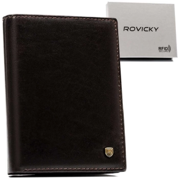 Skórzany portfel męski Rovicky pojemny elegancki antykradzieżowy RFID