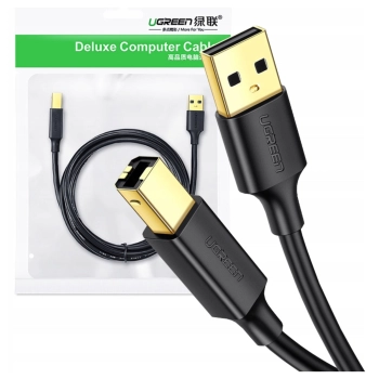 UGREEN US135 Kabel USB 2.0 A-B do drukarki, pozłacany, 3m (czarny)