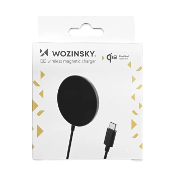 Ładowarka indukcyjna magnetyczna Wozinsky 15W bezprzewodowa Qi2  - czarna