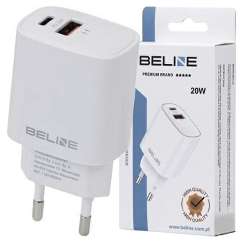 Beline Ład. siec. 1x USB-C + 1x USB 20Wbiała /white (only head) PD 3.0 + QC 3.0  BLN2CW20