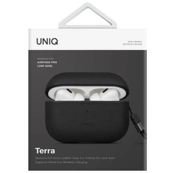 UNIQ etui Terra AirPods Pro 2 gen.Genuine Leather (2022/2023) czarny/dallas black