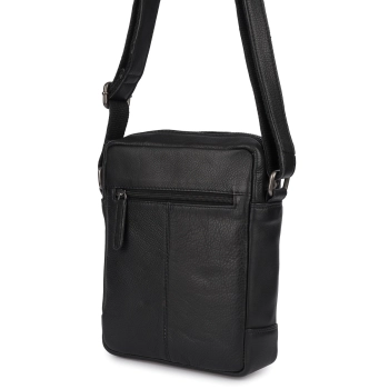 Torba skórzana czarna AMADEO VI na ramię elegancka elegancka