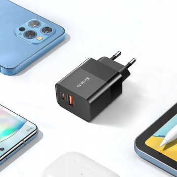 MCDODO SZYBKA ŁADOWARKA SIECIOWA DO IPHONE TYP C 2X USB USB-C PD 20W KABEL