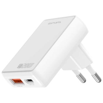 Ładowarka sieciowa 4smarts FlatPlug Duos 20W GaN USB-C + USB-A biały