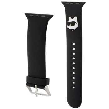 Karl Lagerfeld Pasek KLAWLSLCNK Apple Watch 42/44/45/49mm czarny/black strap 3D Rubber Choupette Head