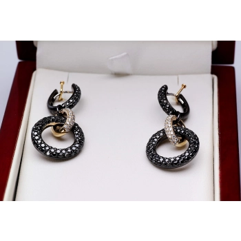 Kolczyki z czarnego i żółtego złota z diamentami eleganckie