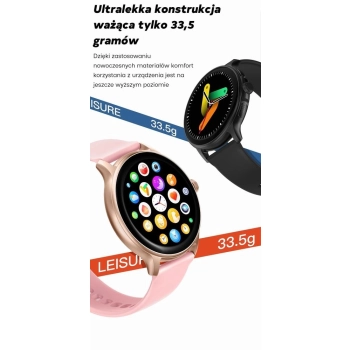Smartwatch Damski GRAVITY GT12-2 Granatowy Pasek Silikonowy + Czarna Bransoleta