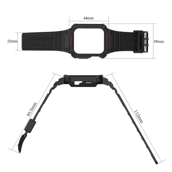 Protect Strap Band opaska z etui do Apple Watch 7 / 6 / 5 / 4 / 3 / 2 / SE (45 / 44 / 42mm) obudowa pancerny pokrowiec na zegarek niebieski