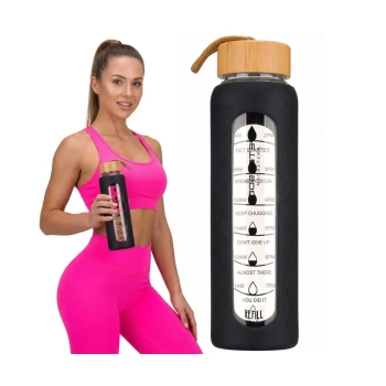 Butelka szklana na wodę motywacyjna szczelna bidon osłona 960 ml