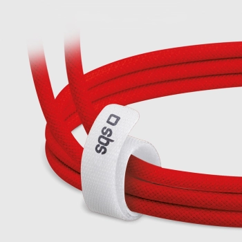 Kabel SBS TECABLETISSUETCCR USB-C - USB-C 1,5m 60 W w oplocie - czerwony