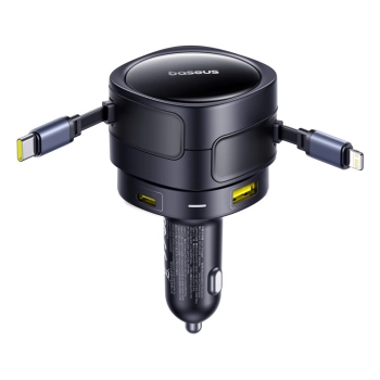 Ładowarka samochodowa Baseus Enjoyment Max 90W 2x USB-C + kabel USB-C i Lightning - czarna