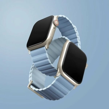 UNIQ pasek Revix Premium Apple WatchSeries 1/2/3/4/5/6/7/8/9/SE/SE2 38/40/41mm Edition Reversible Magnetic Leather biało-niebieski/arctic-soft blue