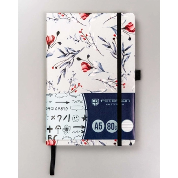 Notatnik damski w kwiaty biurowy notes A5 w linie planer pamiętnik PETERSON