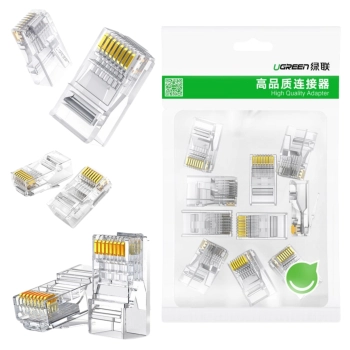 Wtyczka RJ45 Cat 6 UGREEN 50961, 10-pak (przezroczysta)