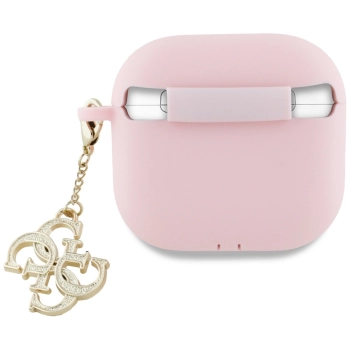 Guess GUA4LECG4P AirPods 4 cover         różowy/pink Silicone 4G Charm
