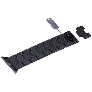 Pasek PITAKA Carbon Fiber Retro do Apple Watch 1/2/3/4/5/6/7/8/9/10/11/SE/SE 3/Ultra/Ultra 2/Ultra 3 czarno szary