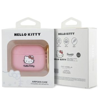 Hello Kitty HKAP3DKHSP Airpods Pro coverróżowy/pink Silicone 3D Kitty Head