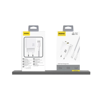 Ładowarka sieciowa Dudao A27 MaxC 35W + kabel USB-C - biała