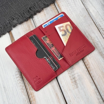 Etui na karty czerwone skórzane eleganckie RFID Paolo Peruzzi KV-05-RD