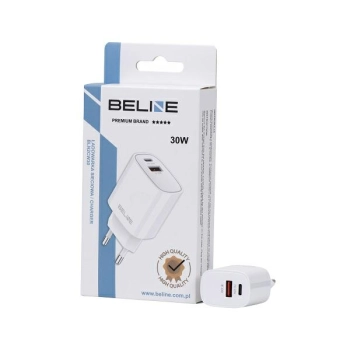 Beline Ład. siec. 1x USB-C + 1x USB 30Wbiała /white (only head) PD 3.0 + QC 3.0  BLN2CW30 GaN