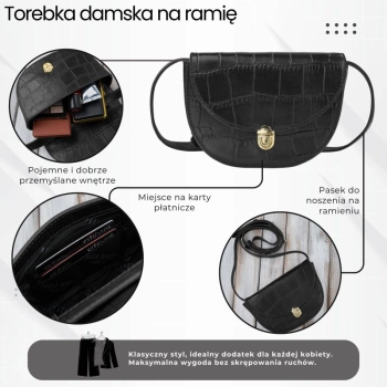 Torebka damska skórzana Paolo Peruzzi czarna kopertówka