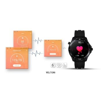 Smartwatch VELTORI VT150-1 Czarny Pasek Silikonowy + Czarna Bransoleta