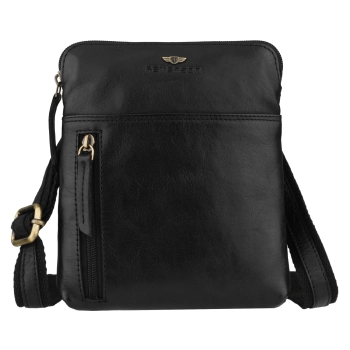 Skórzana torba męska czarna PETERSON® na ramię listonoszka saszetka crossbody