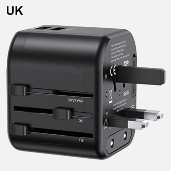 USAMS Adapter siec. 2xUSB T55 12W4w1 US/AU/EU/UK czarny/black CC173TC01 (US-CC173) Univesal Travel Charger
