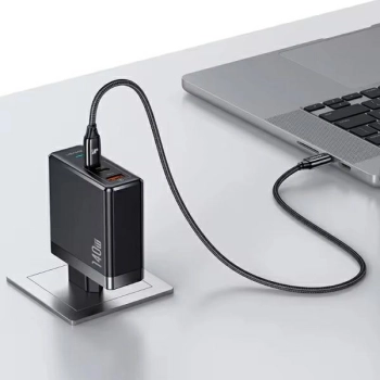 USAMS Ład. siec. 2xUSB-C+1xUSB T52PD140W PD Fast Charging US-CC168 + kabel U82 USB-C/USB-C US-SJ581 240W czarny/black UM Series UMXLOGTC01