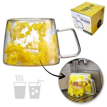Szklanka termiczna z kwiatami w środku, hortensje 180 ml 1szt SZK155