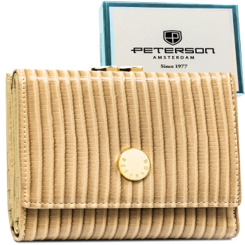 Portfel damski skórzany RFID prążkowany portmonetka na bigiel Peterson w