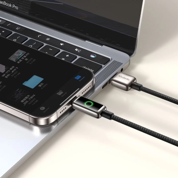 MCDODO KABEL USB DO IPHONE LIGHTNING 3A SZYBKIE ŁADOWANIE 36W 1M LED CZARNY