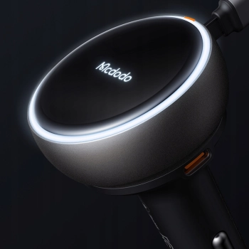 MCDODO MOCNA SZYBKA ŁADOWARKA SAMOCHODOWA 3X USB USB-C PD 80W LED KABEL 1M