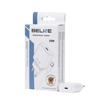 Beline Ład. siec. 1x USB-C 25W + kabelUSB-C biała /white PD 3.0  BLNCW25C GaN
