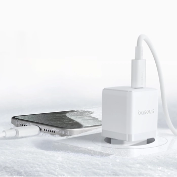 Ładowarka sieciowa Baseus Palm 1C 20W (z kablem Baseus Mini White USB-C 60W (20V/3A) 1m) - biała