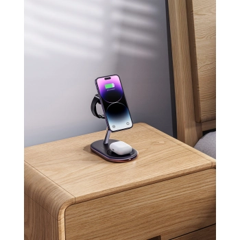 INNOSTYLE MAGSTATION ŁADOWARKA INDUKCYJNA 3W1 DO MAGSAFE IPHONE AIRPODS WATCH STACJA ŁADOWANIA CZARNA