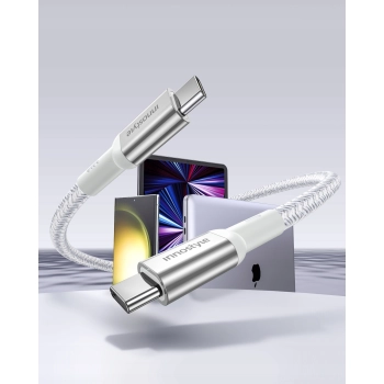 INNOSTYLE POWERFLEX ULTRA KABEL USB-C SZYBKIE ŁADOWANIE THUNDERBOLT 10GBPS 100W KEVLAR 2M SREBRNY