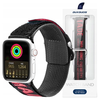 Dux Ducis Strap (Outdoor Version) pasek Apple Watch Ultra, SE, 9, 8, 7, 6, 5, 4, 3, 2, 1 (49, 45, 44, 42 mm) nylonowa opaska bransoleta czarno-czerwon