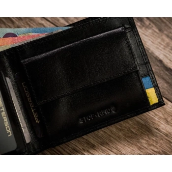 Skórzany portfel męski w orientacji poziomej z systemem RFID — Peterson
